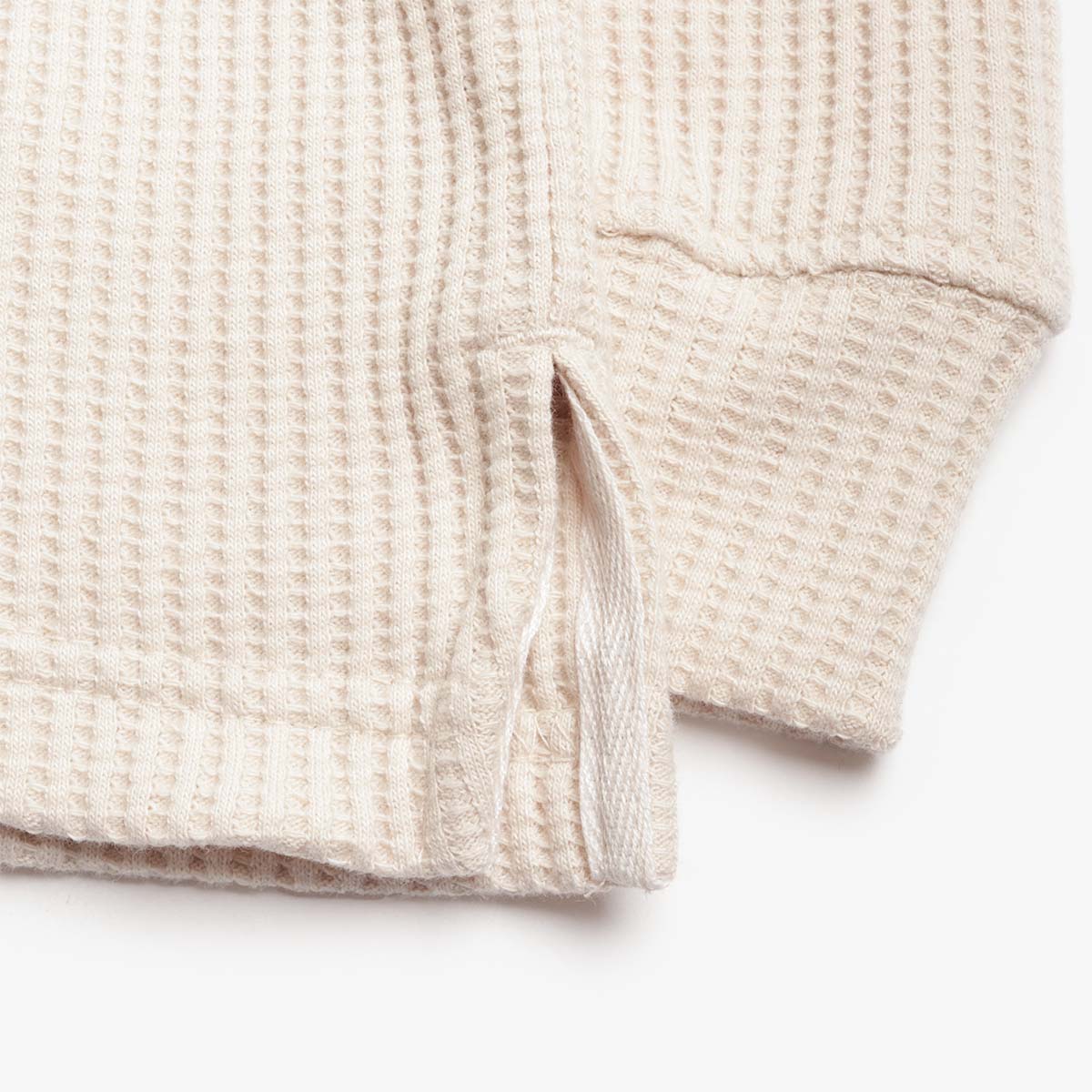 FrizmWORKS Oversized Waffle Pocket T-Shirt, Cream, Detail Shot 3
