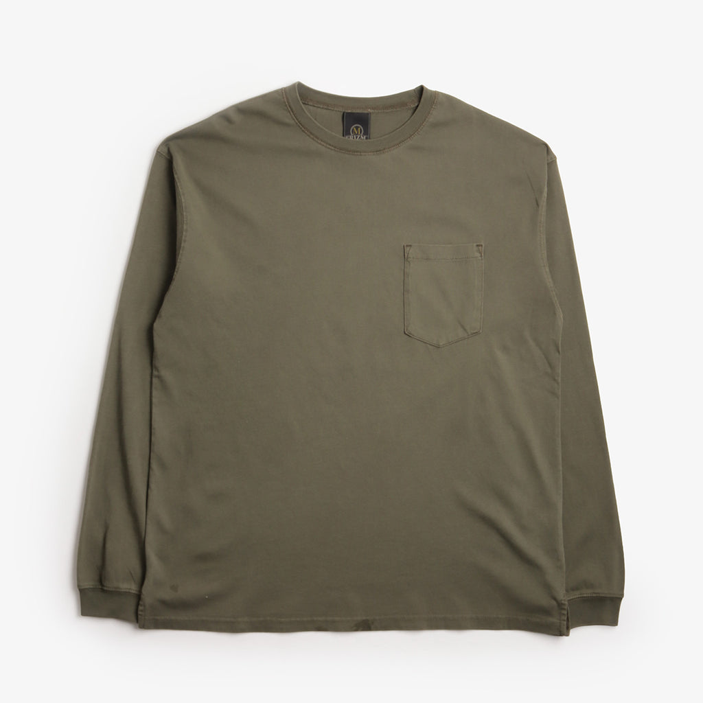 FrizmWORKS Pigment Pocket Long Sleeve T-Shirt, Olive, Detail Shot 1
