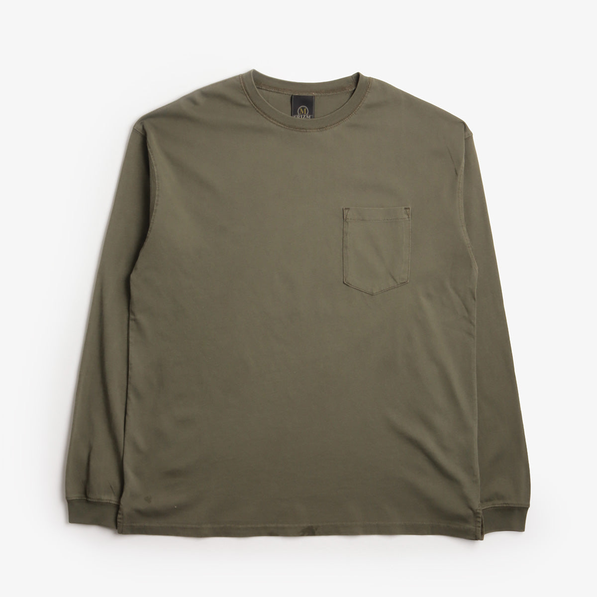 FrizmWORKS Pigment Pocket Long Sleeve T-Shirt, Olive, Detail Shot 1