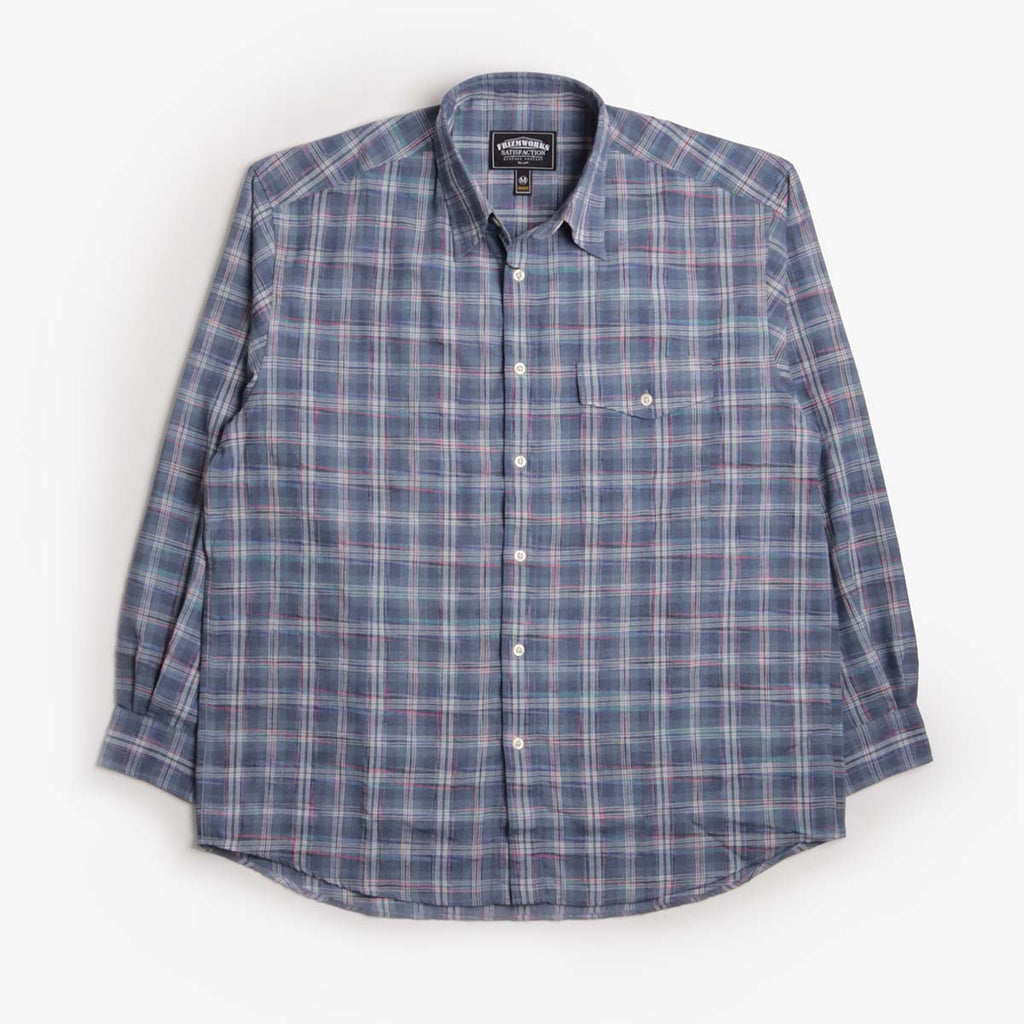 FrizmWORKS Uneven Check Shirt, Blue, Detail Shot 1