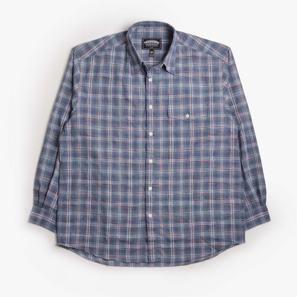 FrizmWORKS Uneven Check Shirt, Blue, Detail Shot 1