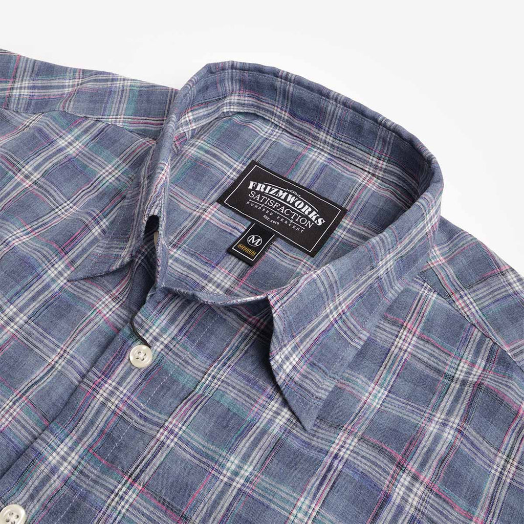 FrizmWORKS Uneven Check Shirt, Blue, Detail Shot 3