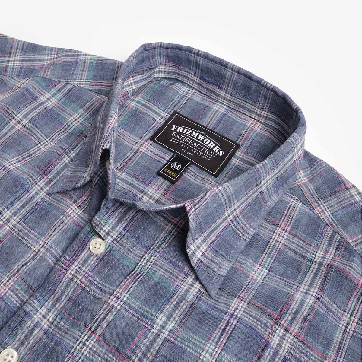 FrizmWORKS Uneven Check Shirt, Blue, Detail Shot 3