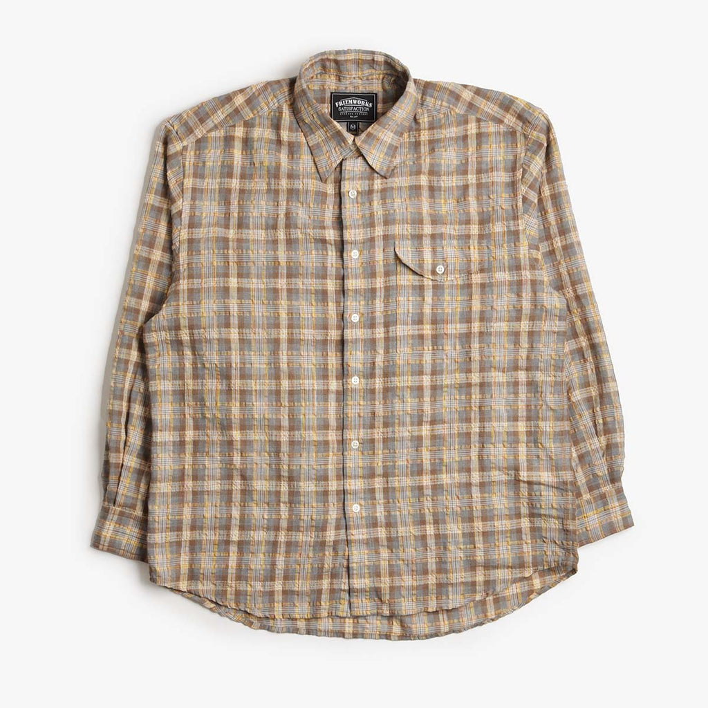 FrizmWORKS Uneven Check Shirt, Yellow, Detail Shot 1