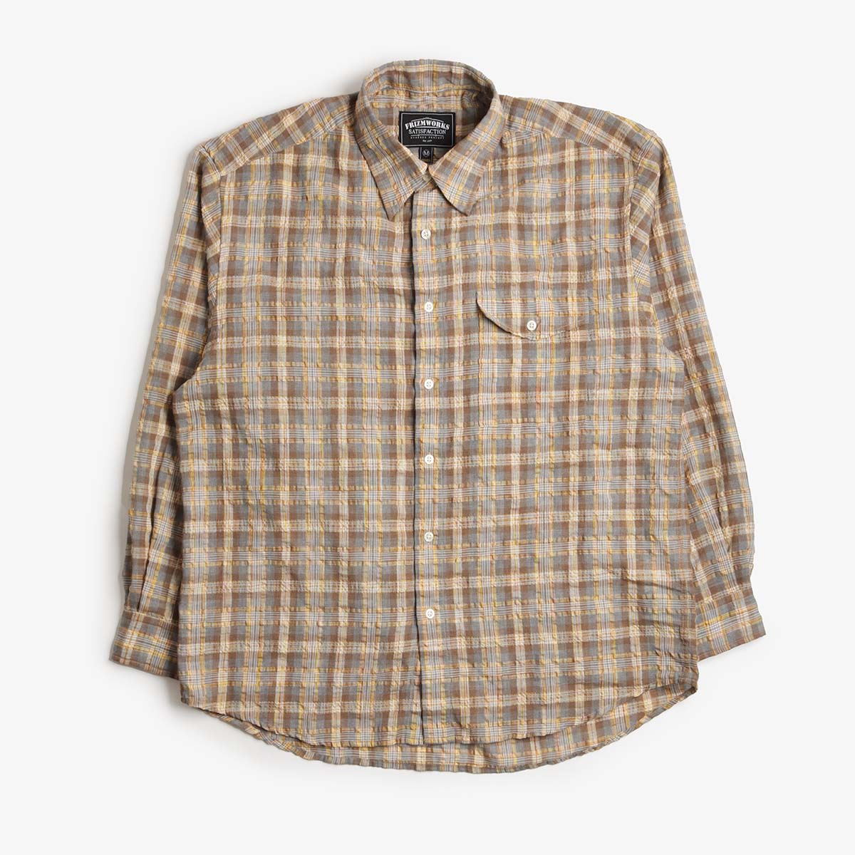 FrizmWORKS Uneven Check Shirt, Yellow, Detail Shot 1