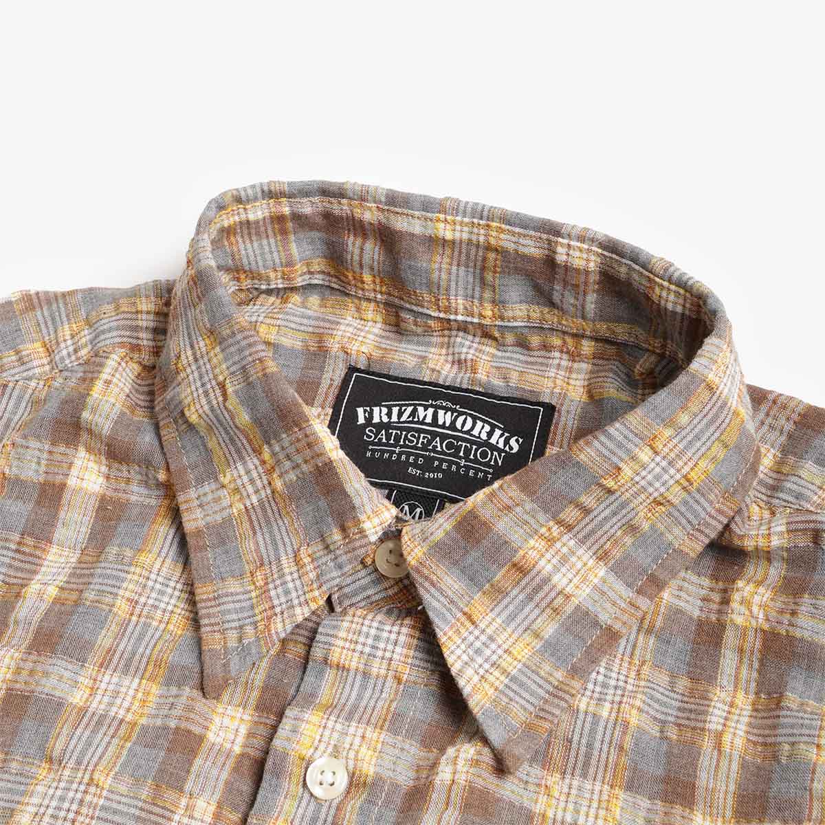 FrizmWORKS Uneven Check Shirt, Yellow, Detail Shot 2