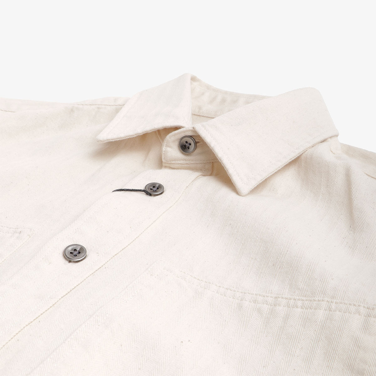 FrizmWORKS HBT Carpenter Pocket Work Shirt, Natural, Detail Shot 2