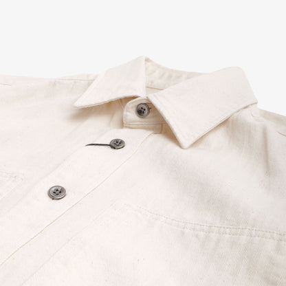 FrizmWORKS HBT Carpenter Pocket Work Shirt, Natural, Detail Shot 2