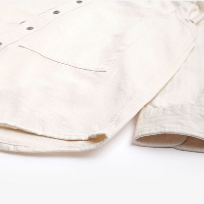 FrizmWORKS HBT Carpenter Pocket Work Shirt, Natural, Detail Shot 3