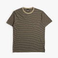 FrizmWORKS Thin Stripe Half T-Shirt, Olive, Detail Shot 1
