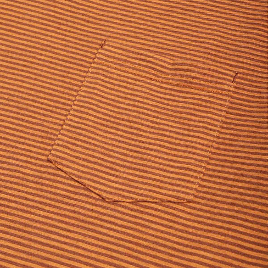 FrizmWORKS Thin Stripe Half T-Shirt, Brick, Detail Shot 3