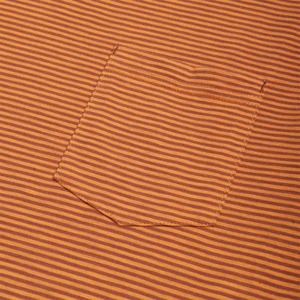 FrizmWORKS Thin Stripe Half T-Shirt, Brick, Detail Shot 3