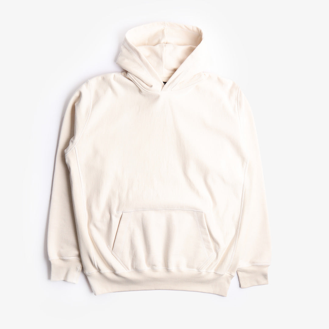 Good Measure M-20 Heavyweight Hooded Sweatshirt, Ecru, Detail Shot 1