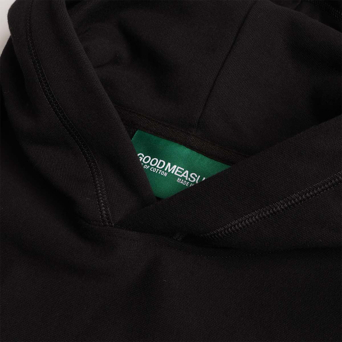 Good Measure M-20 Heavyweight Hooded Sweatshirt, Black, Detail Shot 2