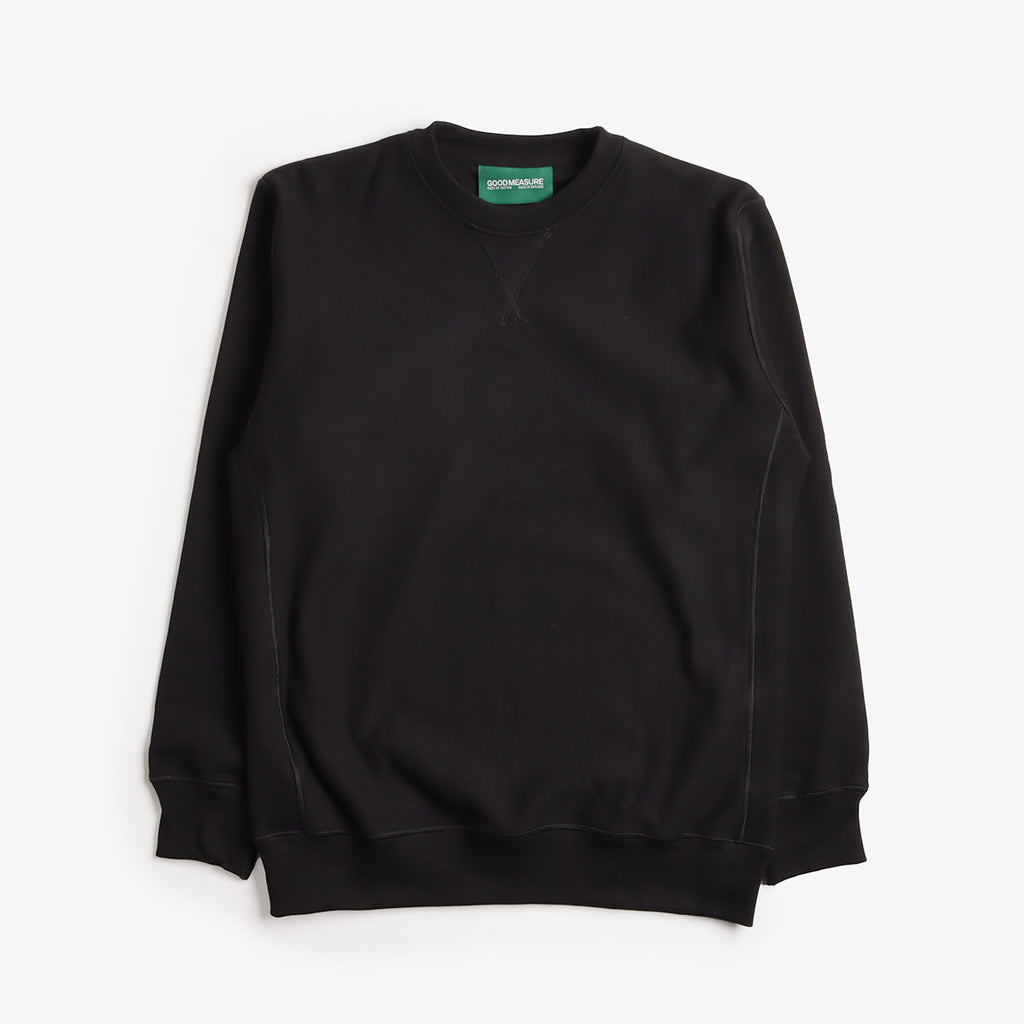 Good Measure M-21 Heavyweight Crew Neck Sweatshirt, Black, Detail Shot 1