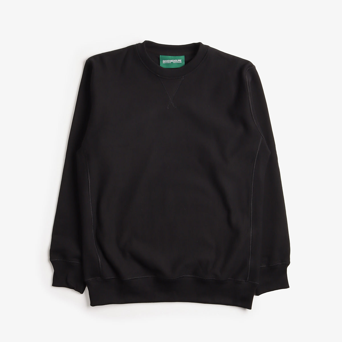 Good Measure M-21 Heavyweight Crew Neck Sweatshirt, Black, Detail Shot 1