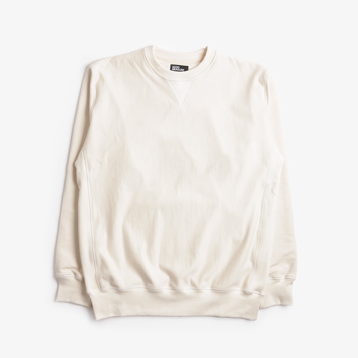 Good Measure M-21 Heavyweight Crew Neck Sweatshirt, Ecru, Detail Shot 1