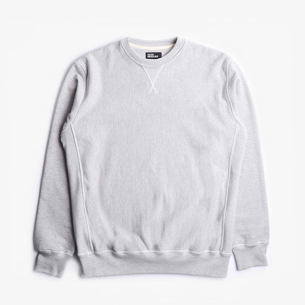 Good Measure M-21 Heavyweight Crew Neck Sweatshirt, Marl Grey, Detail Shot 1