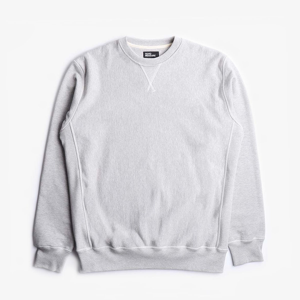 Good Measure M-21 Heavyweight Crew Neck Sweatshirt, Marl Grey, Detail Shot 1