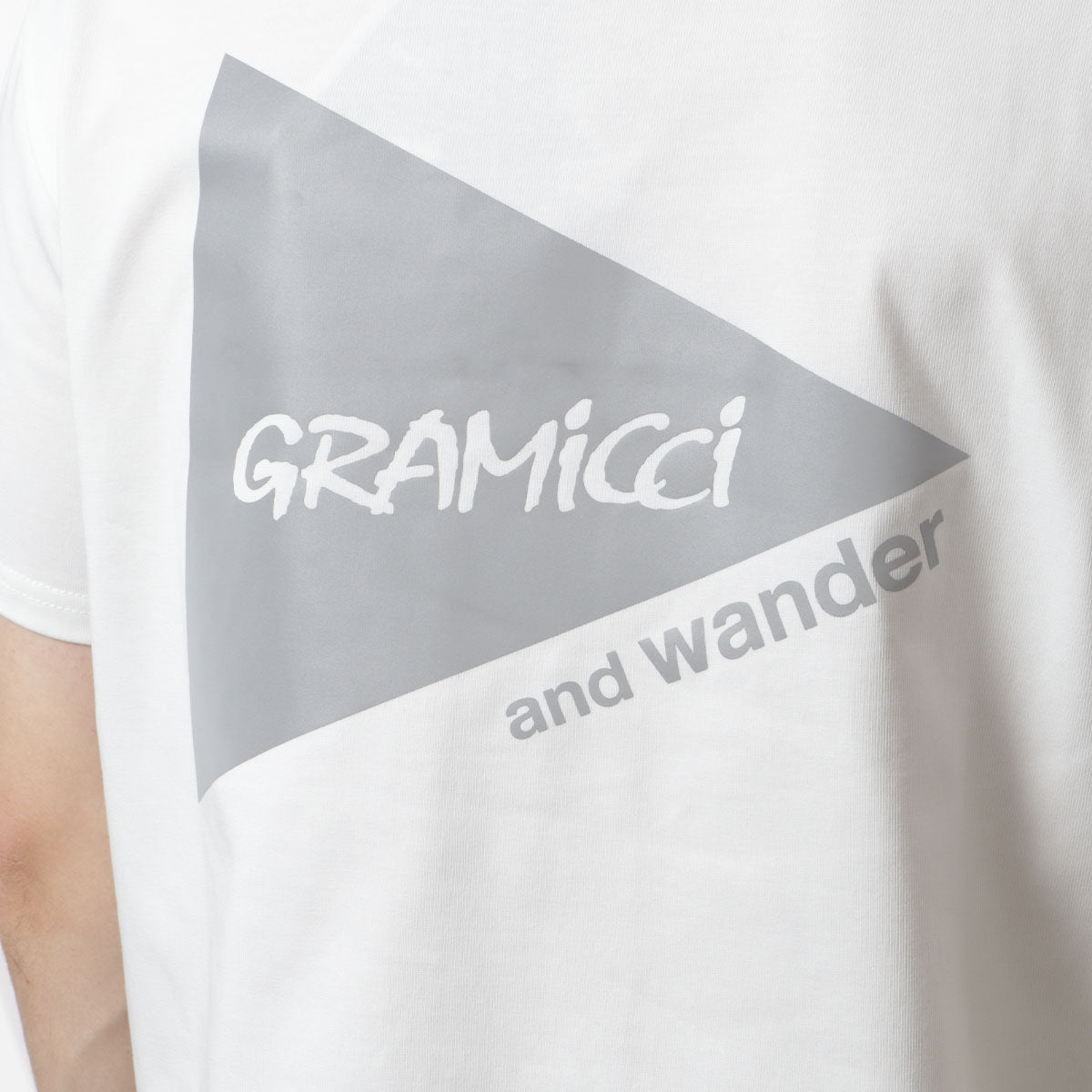 Gramicci x And Wander Backprint T-Shirt, White, Detail Shot 4