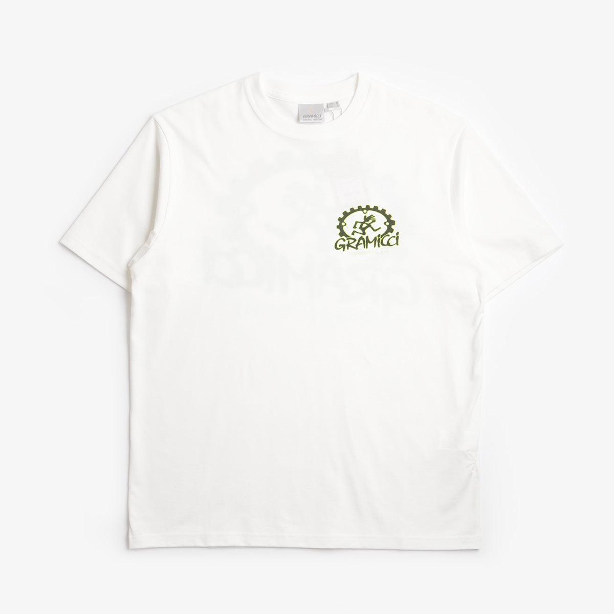 Gramicci Equipped For Dirt T-Shirt, White, Detail Shot 1