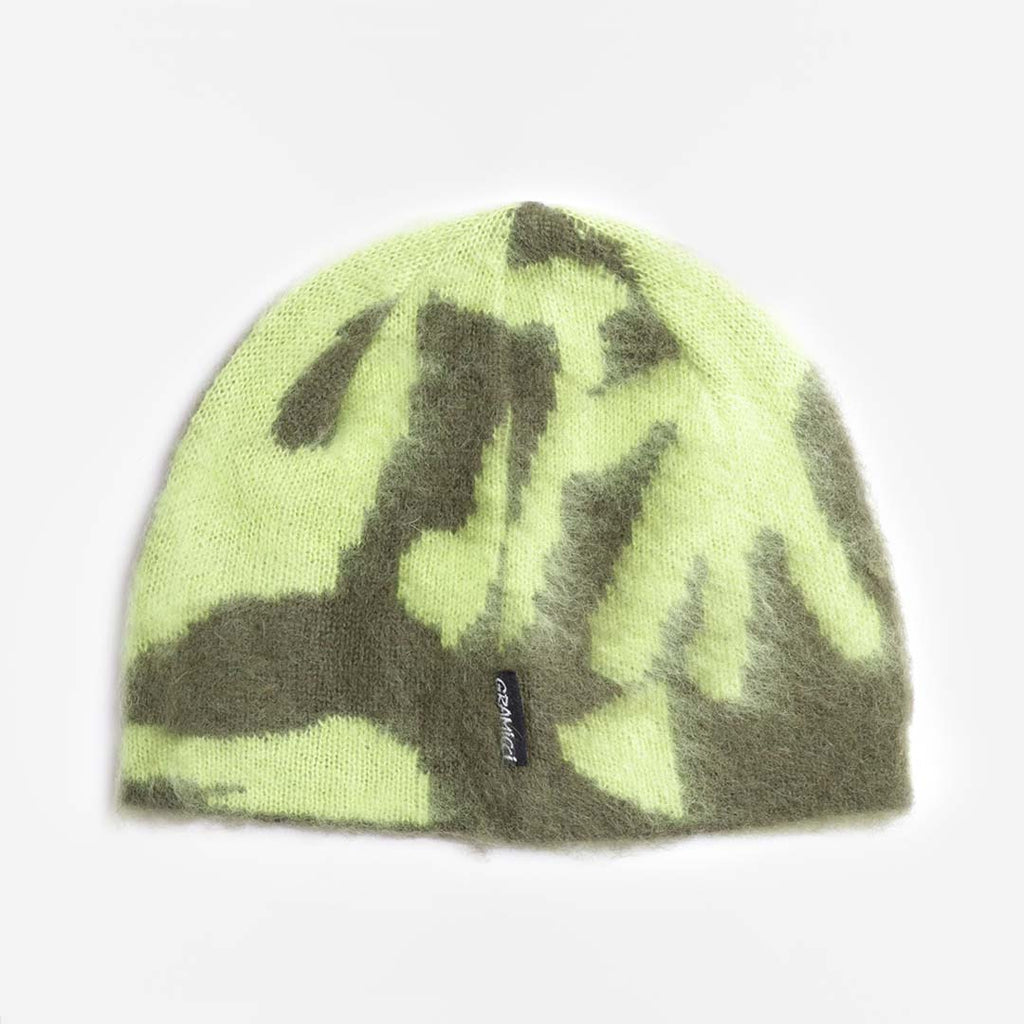 Gramicci Mohair Burly Runningman Beanie, Chartreuse, Detail Shot 1