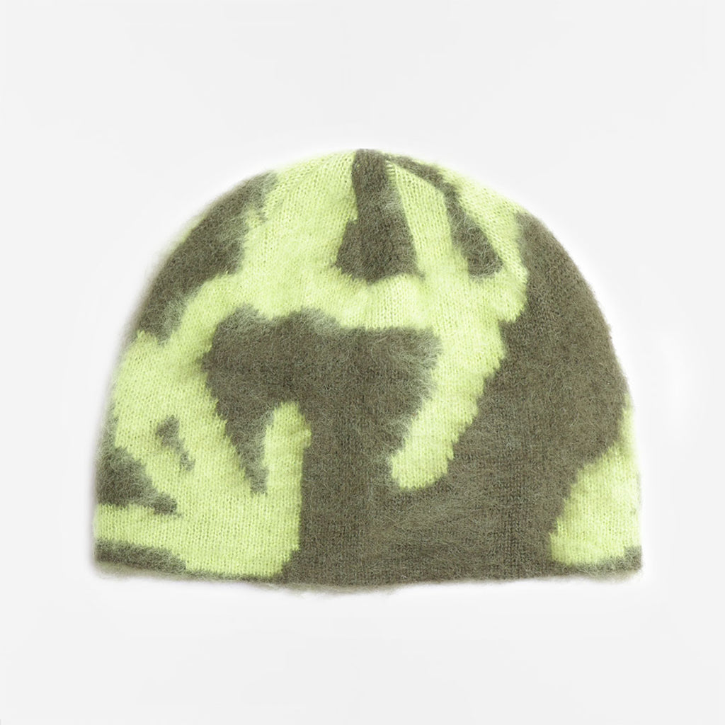 Gramicci Mohair Burly Runningman Beanie, Chartreuse, Detail Shot 2