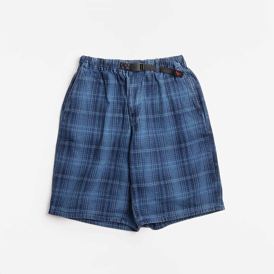 Gramicci O.G. Denim Lagoon Shorts, Indigo Checkered Plaid, Detail Shot 1