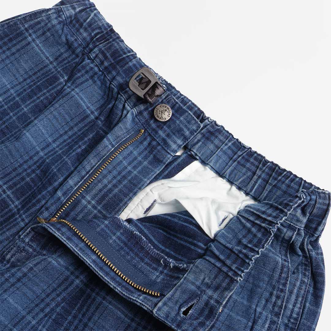 main Gramicci O.G. Denim Lagoon Shorts, Indigo Checkered Plaid, Detail Shot 3
