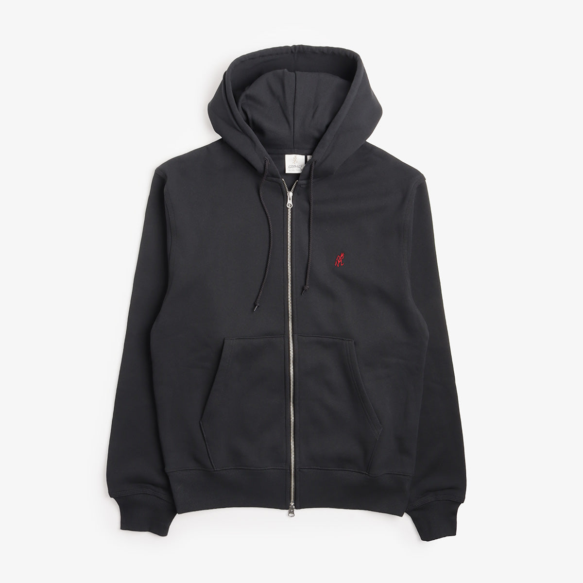 Gramicci One Point Zip Hooded Sweatshirt in Vintage Black, front view