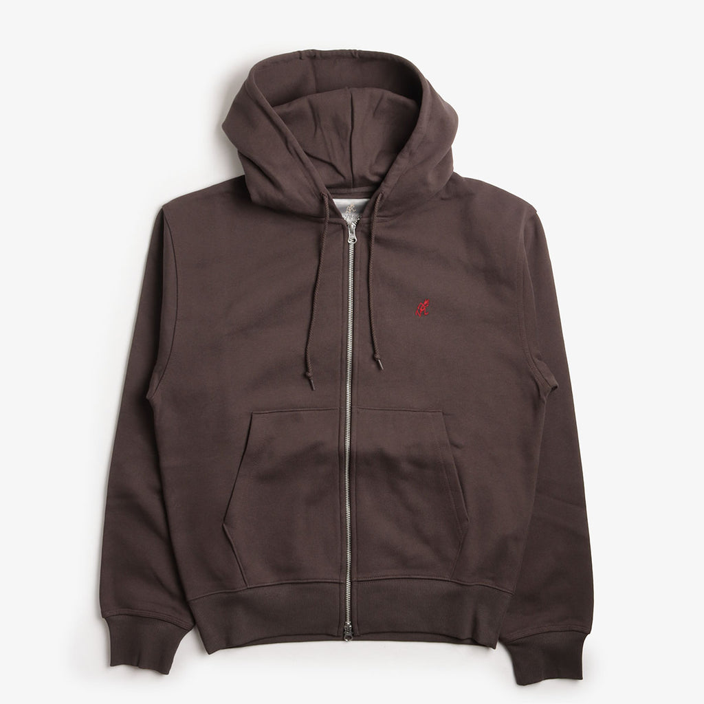 Gramicci One Point Zip Hoodie, Deep Brown, Detail Shot 1