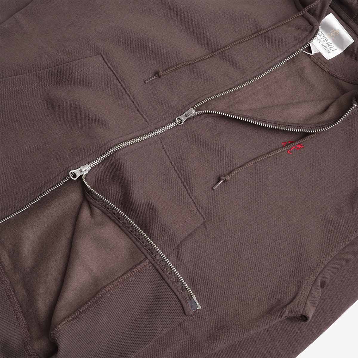 Gramicci One Point Zip Hoodie, Deep Brown, Detail Shot 3