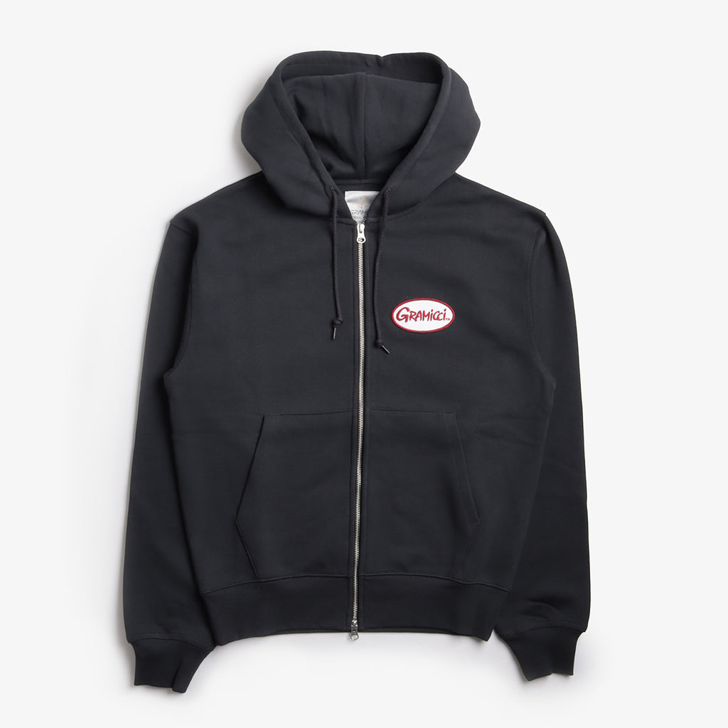 Gramicci Oval Patch Zip Hoodie, Vintage Black, Detail Shot 1