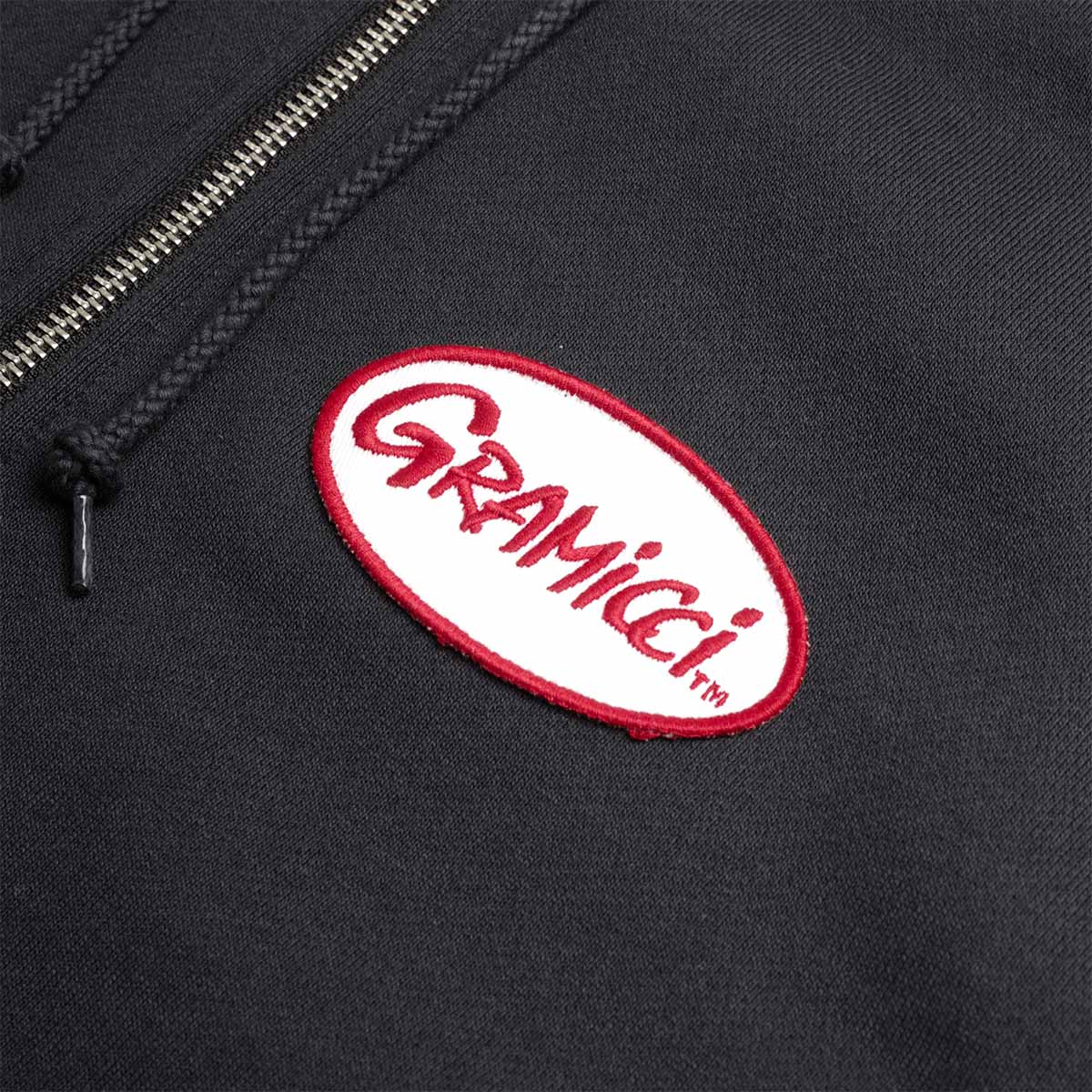 main Gramicci Oval Patch Zip Hoodie, Vintage Black, Detail Shot 3