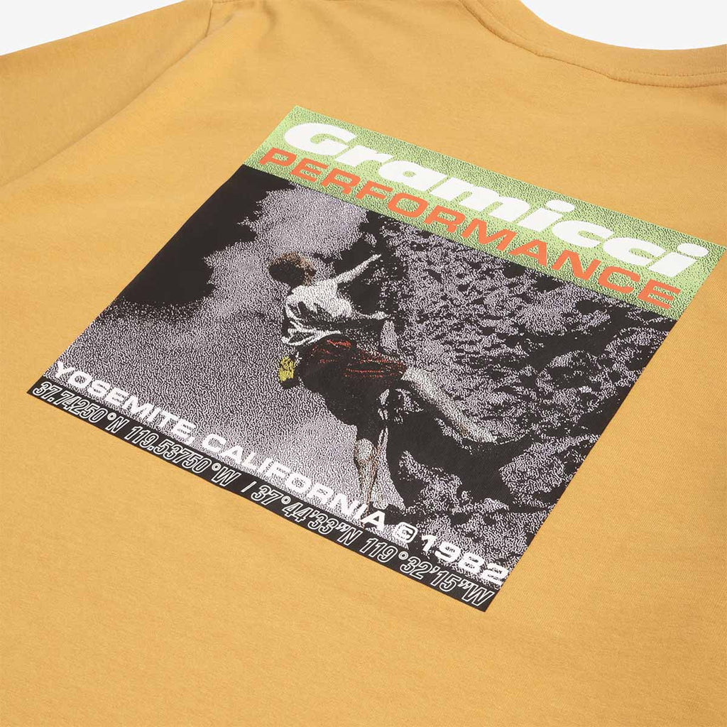 Gramicci Performance T-Shirt, Mustard, Detail Shot 4