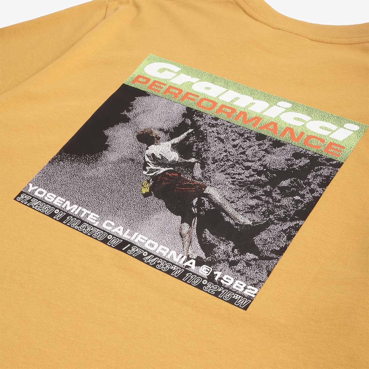 Gramicci Performance T-Shirt, Mustard, Detail Shot 4