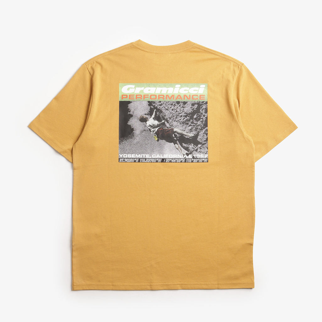 Gramicci Performance T-Shirt, Mustard, Detail Shot 1