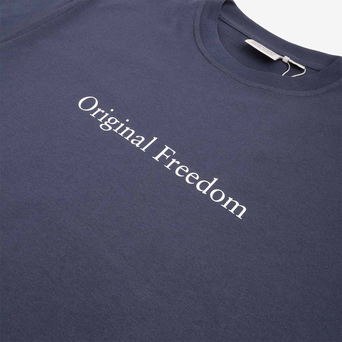 Original Freedom chest print on navy cotton, Gramicci Vase tee