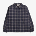 Gramicci Zip-Up Insulated Flannel Shirt in Navy Shadow Plaid, front view