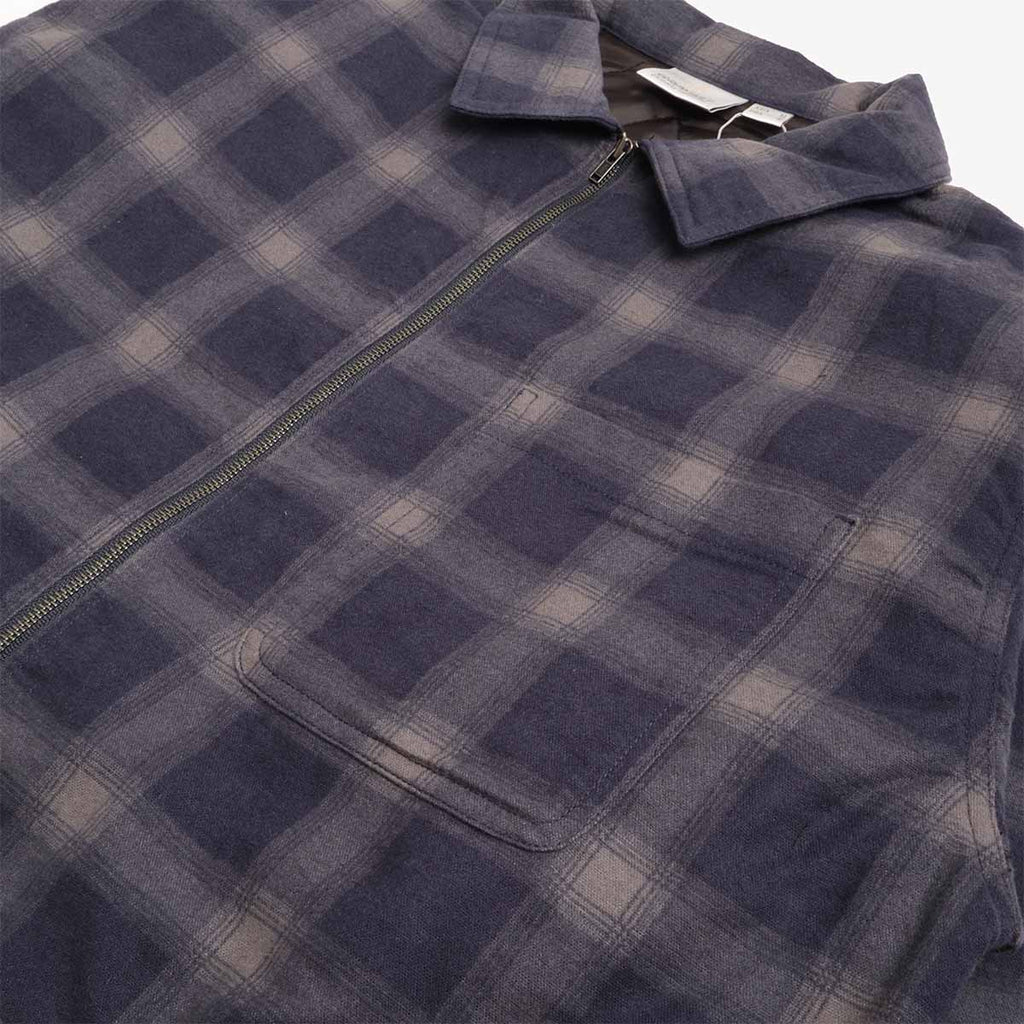 Chest pocket and zip detail, Gramicci insulated flannel shirt