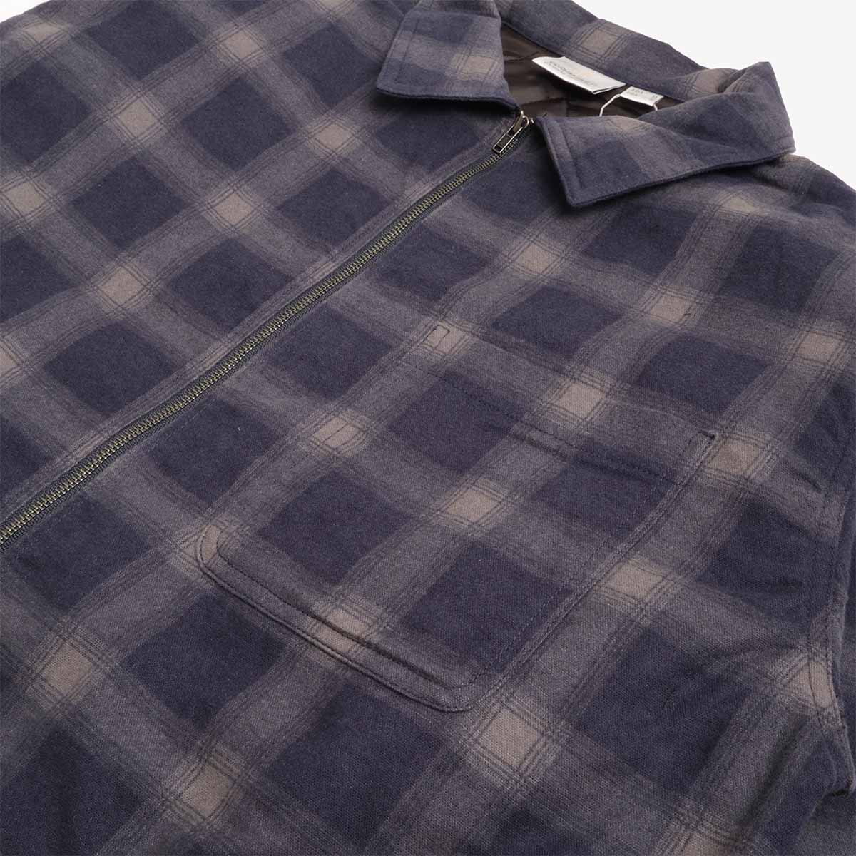 Chest pocket and zip detail, Gramicci insulated flannel shirt