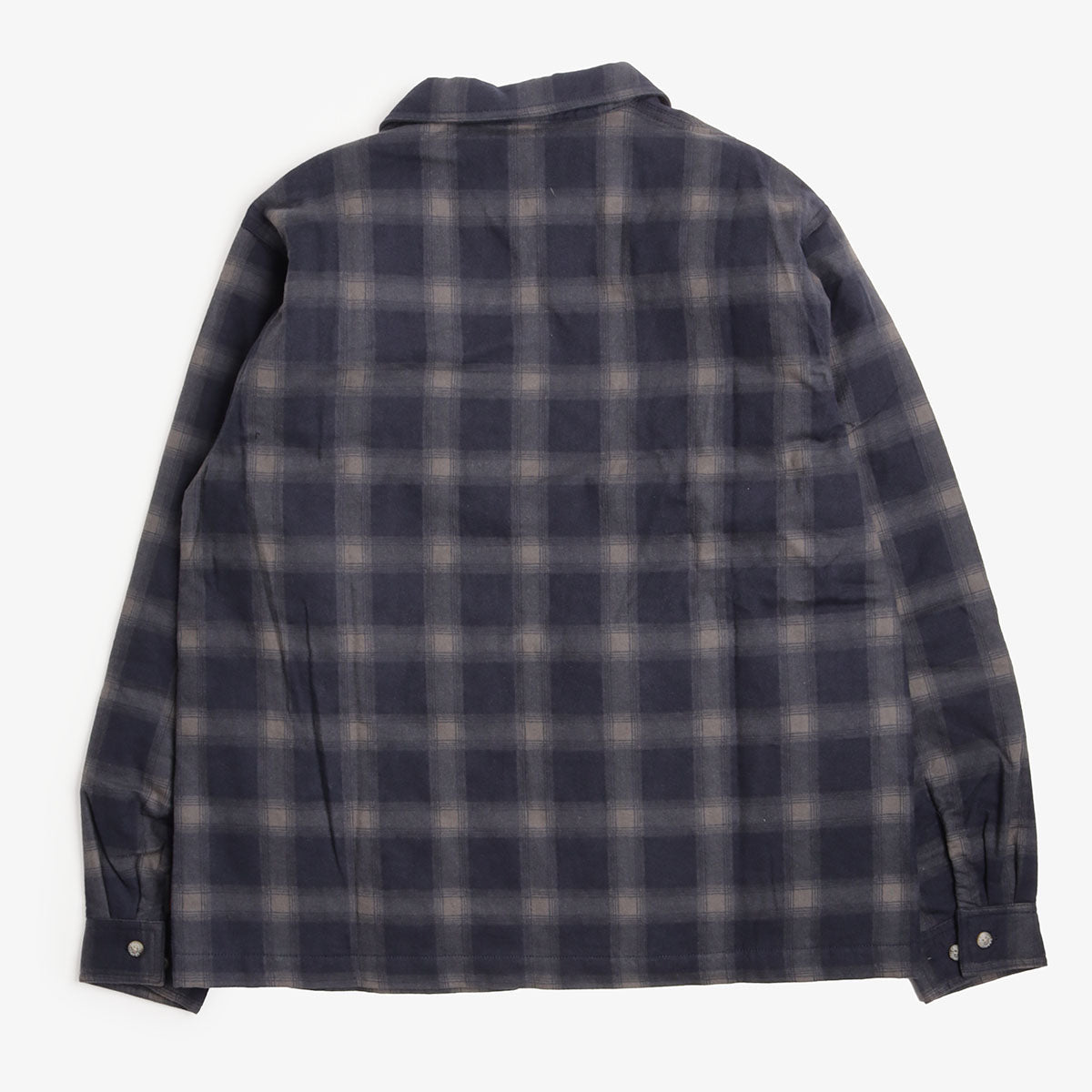 Gramicci Zip-Up Insulated Flannel Shirt in Navy Shadow Plaid, back view