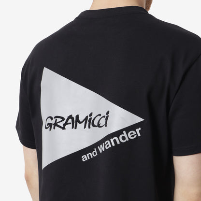 Gramicci x And Wander Backprint T-Shirt, Black, Detail Shot 4