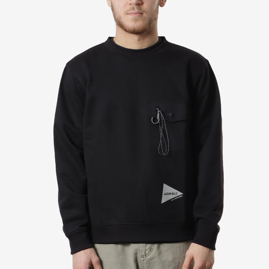 Gramicci x And Wander Pocket Sweatshirt, Black, Detail Shot 1