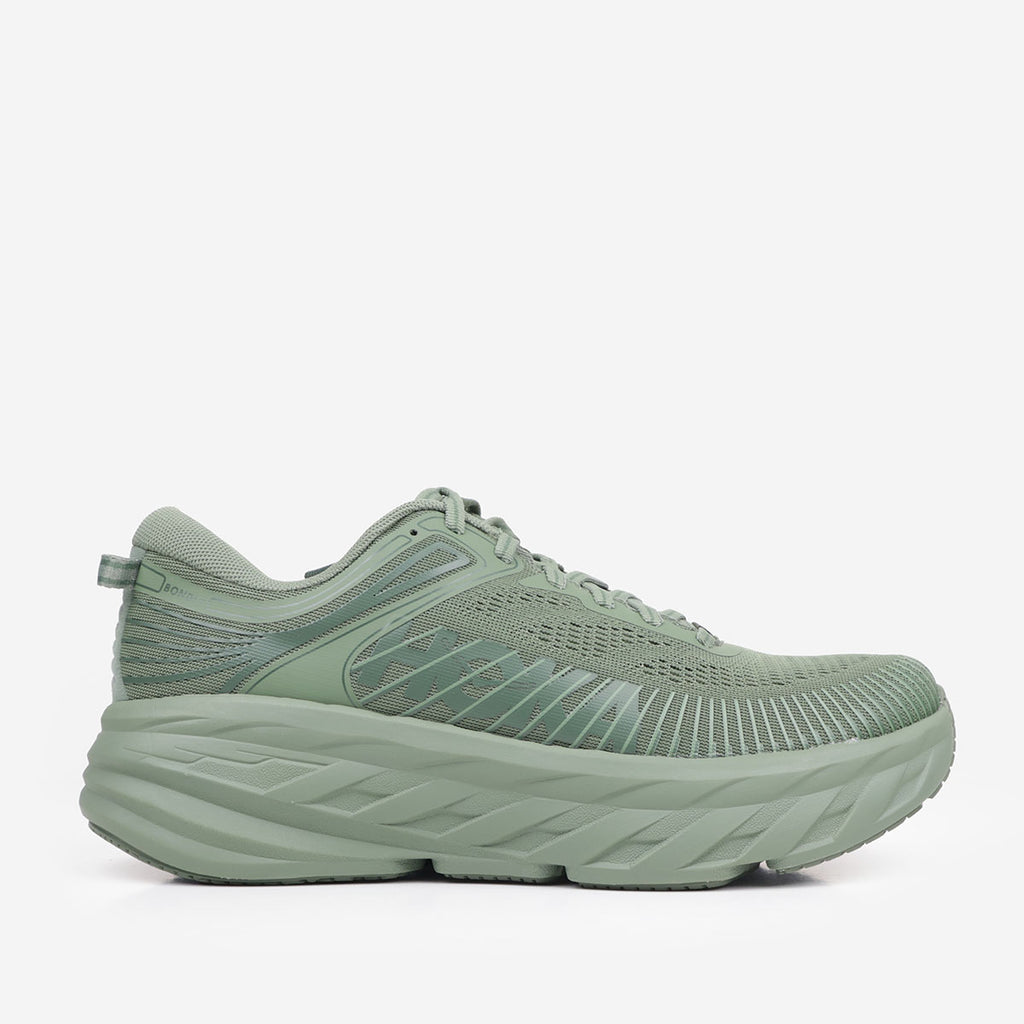 HOKA Bondi 7 Shoes in Nettle Leaf, side view