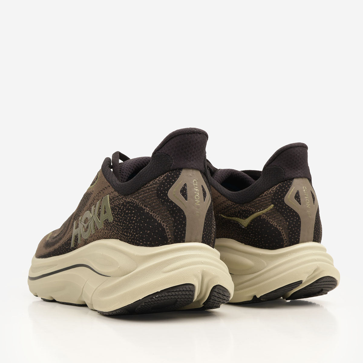 HOKA Clifton 10 Shoes, Dark Roast Black, Detail Shot 3