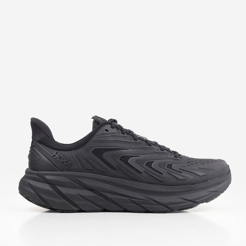 HOKA Clifton Utility Shoes in Black, side view