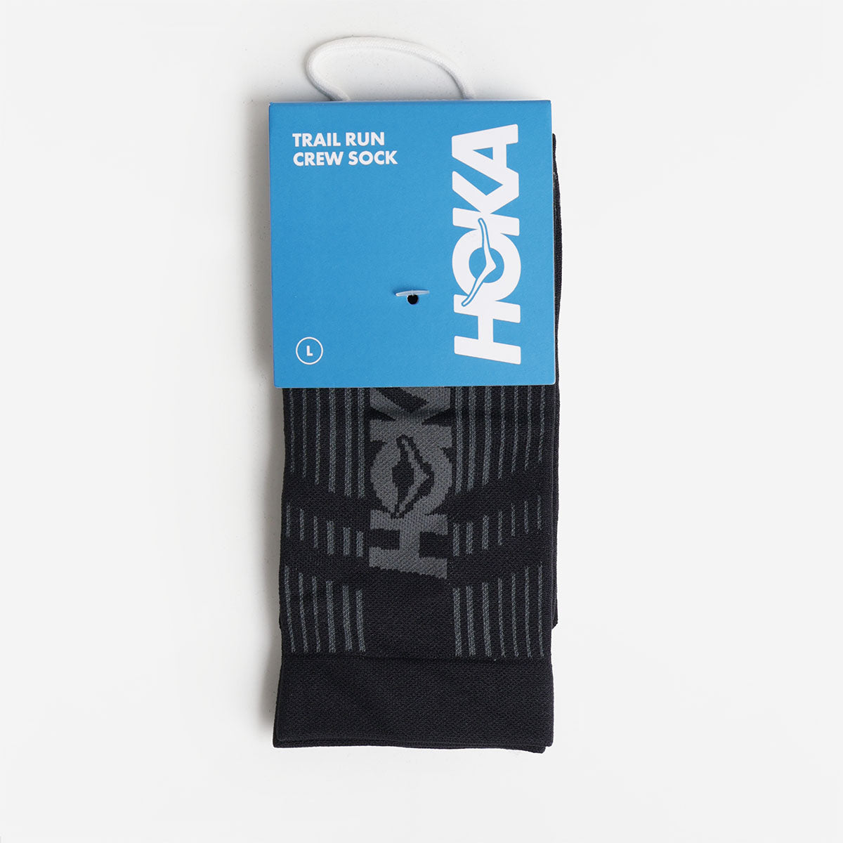 HOKA Trail Run Crew Socks, Black, Detail Shot 1