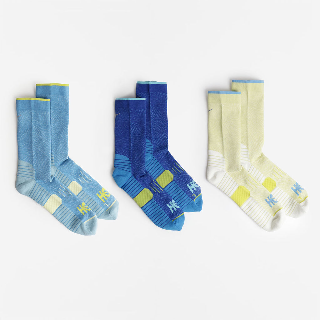 HOKA Crew Run Sock 3-Pack, Alpine Blue Cardamon Ultramarine, Detail Shot 2