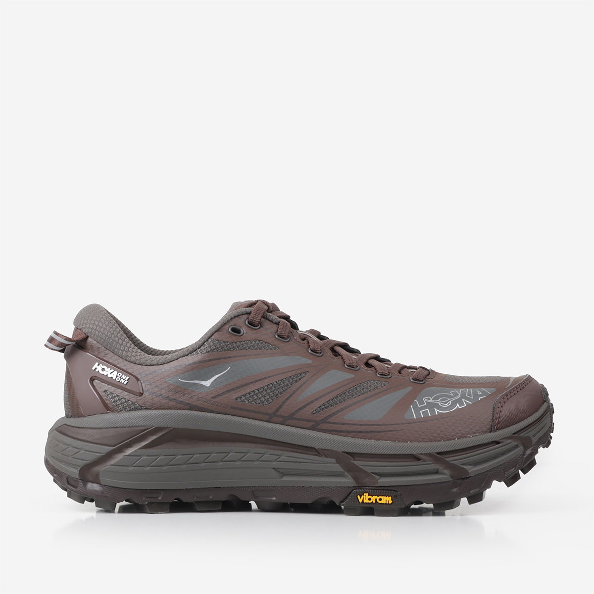 HOKA Mafate Speed 2 Shoes, Asphalt Grey Walnut, Detail Shot 1